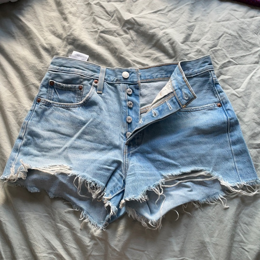 BRAND new high waisted blue levi jean shorts